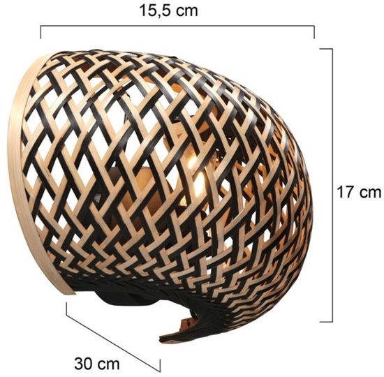 Anne Lighting - applique murale - MAZE - naturel - bambou - lampe de chevet - E27 - 4400BE