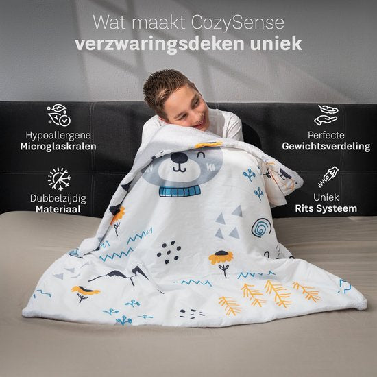 Couverture lestée CozySense® Enfant 2,4 kg - Couverture lestée - Couverture lestée avec répartition de la pression GLASS-Flow® - Housse lavable - Hypoallergénique - Pour garçons