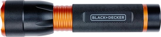 BLACK+DECKER Lampe de poche LED 120 Lumen - 3W - 140M Portée - 3 modes d'éclairage : Haut, Bas, Pulsé - Noir/Orange