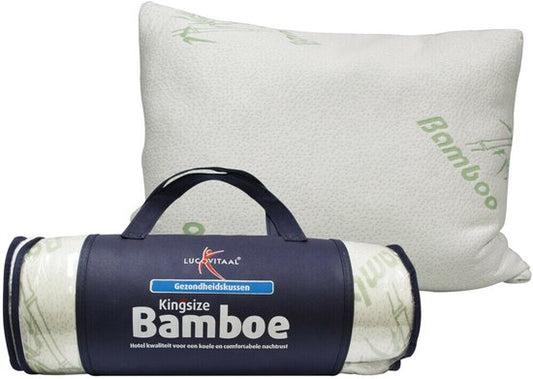 Oreiller Lucovitaal Kingsize en bambou - respirant - antibactérien - hypoallergénique - 66 cm x 50 cm x 18 cm