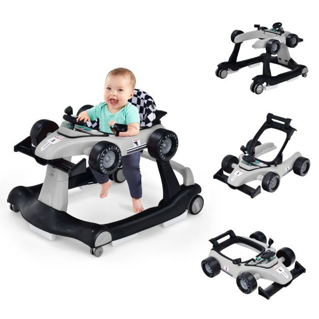 Poussette 4-en-1 avec hauteur et vitesse réglables Chariot pour bébé avec patins antidérapants Poussette pliable Noir/jaune/bleu/gris/blanc/rouge