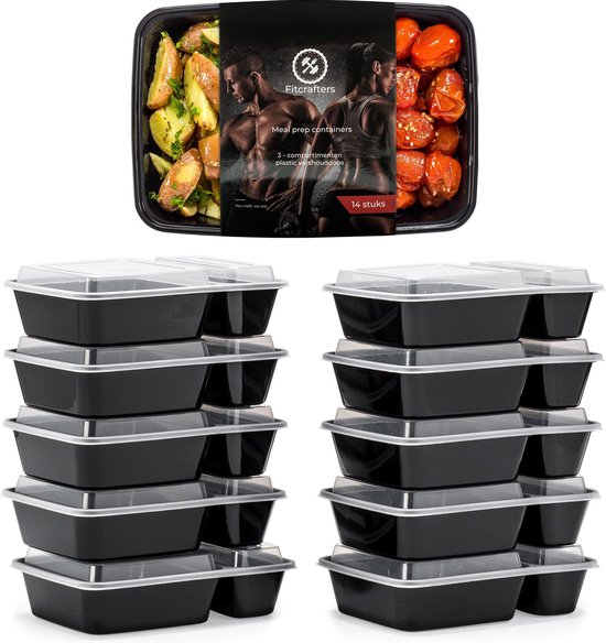 Fitcrafters Meal Prep Trays - Plateaux fraîcheur - Plateaux congélation - 10 pièces - 2 compartiments - 1L - sans BPA