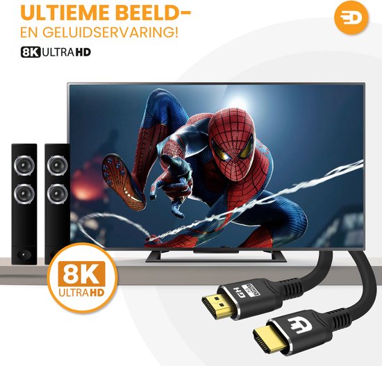 Drivv. Câble HDMI Premium 2.1 - Ultra HD 8K - HDMI vers HDMI - Convient à Xbox Series X & PS5 - 3 mètres - Noir