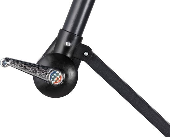 909 OUTDOOR Parasol suspendu vert foncé 2,5 m de haut, Parasol de jardin avec armature et housse en acier, Parasol avec manivelle et fonction d'inclinaison, Diamètre 300 cm