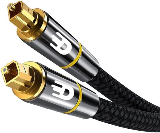 Drivv. Câble optique Toslink Premium en nylon - Câble audio optique - Câble audio optique - Barre de son - Mâle-mâle - 5 mètres - Noir
