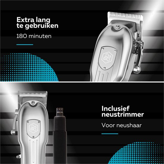 Beeperfect® Tondeuse à cheveux professionnelle sans fil pour hommes - Tondeuse à cheveux - Tondeuse à cheveux pour cheveux de tête - Tondeuse à cheveux - Tondeuse à nez incluse