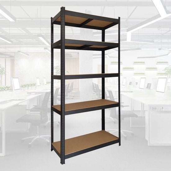 BRASQ Rack Cabinet Black Set of 2 - Metal Storage Rack - pantry - wall cabinet - Warehouse Rack 180x90x40 - 5 layers - 175 KG per shelf - max 875 KG