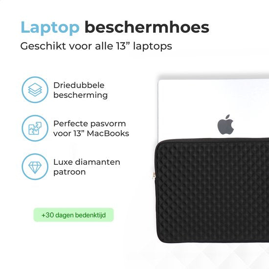 Trendfield Macbook Air Sleeve 13.3 - 13.6 Inch Laptop Sleeve - Macbook Pro Sleeve - Laptop Sleeve 13 Inch - Diamond Case - Black