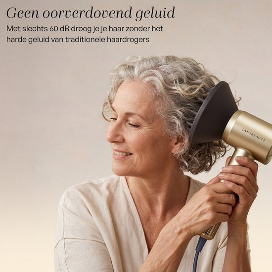 Sèche-cheveux Sansbeauté® avec diffuseur - Boucles - 110 000 tr/min - Sèche-cheveux ionique avec brosse - 3 vitesses - 3 embouts - Sèche-cheveux de voyage - Sèche-cheveux - Kit pour boucles - Sèche-cheveux avec diffuseur - Sèche-cheveux professionnel - 2