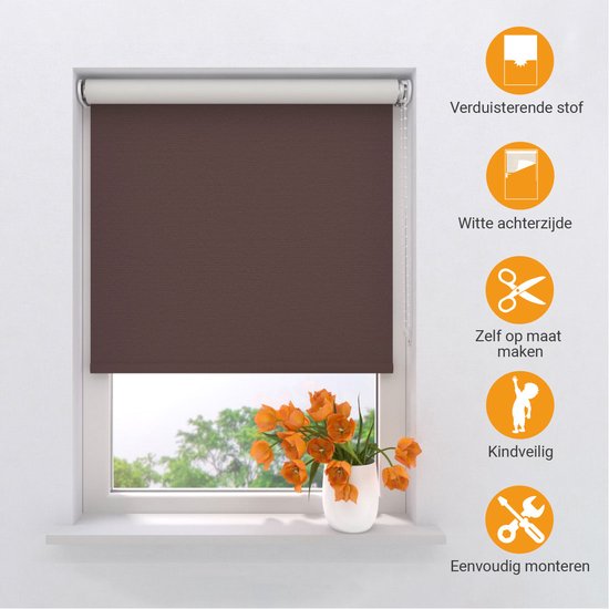 Store enrouleur Easy Blackout - Marron - 120 x 190 cm
