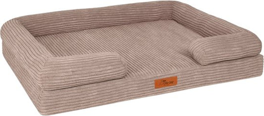By Cee Cee Panier orthopédique pour chien - Coussin orthopédique pour chien - Lit pour chien - Tissu côtelé - Pour chiens de taille moyenne - Taupe moka - 108x81cm - Emma