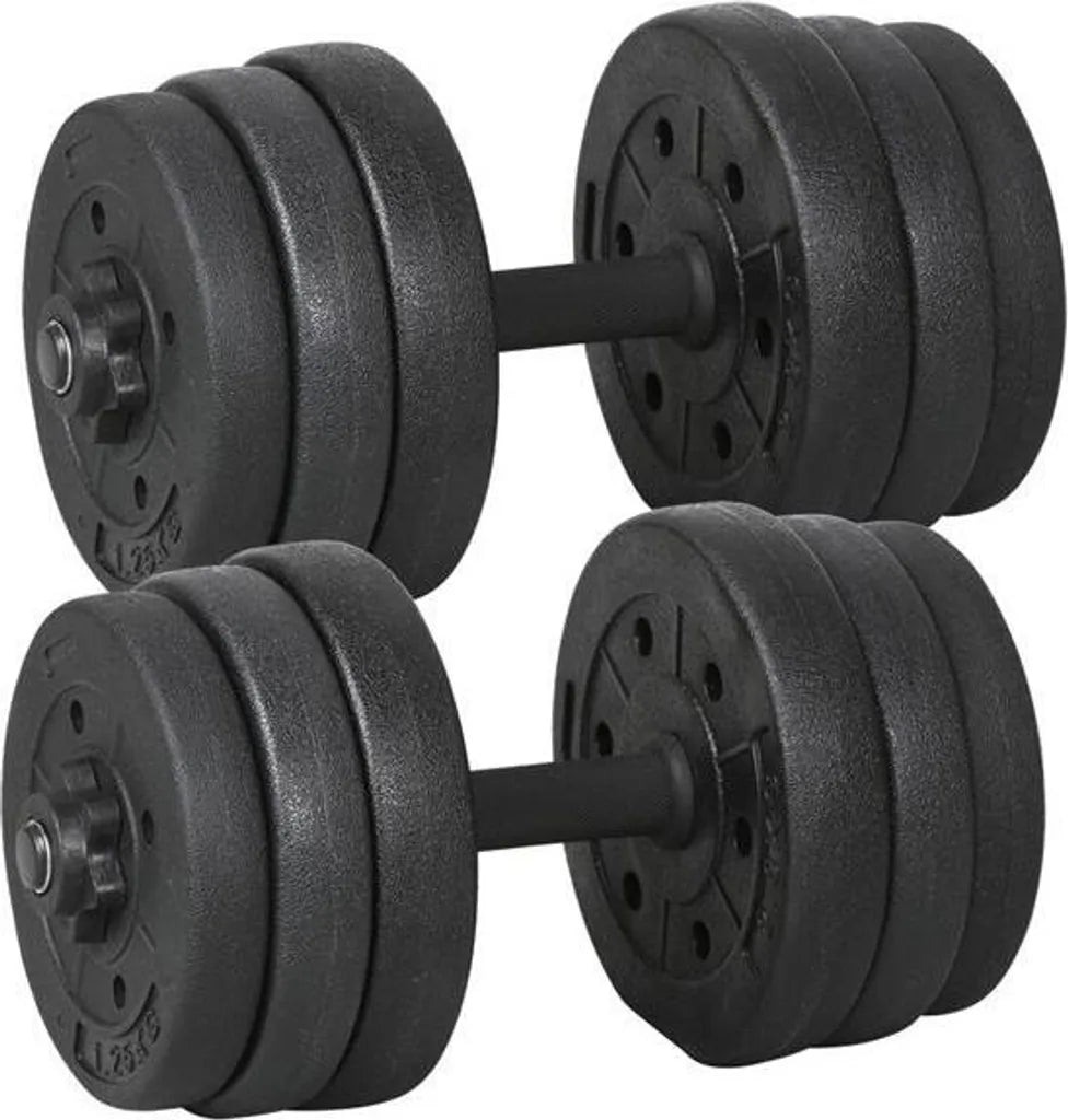 Yaheetech : lot d'haltères réglables 20 kg - 2 haltères avec poignées antidérapantes - Noir