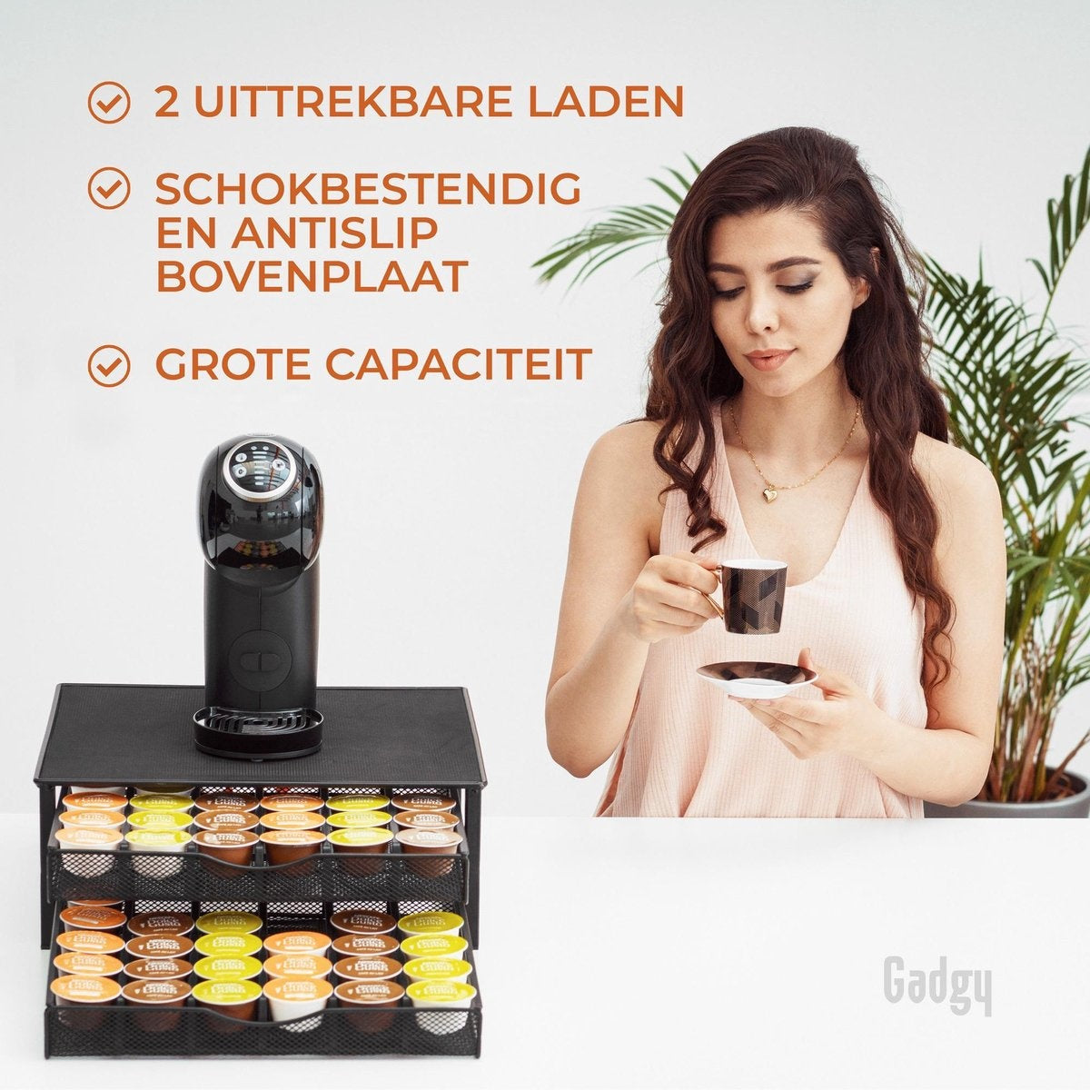 Adapté aux porte-capsules Dolce Gusto - Porte-capsules à café avec 2 tiroirs - 72 porte-capsules Dolce Gusto - antidérapant et anti-vibrations - cadeau de la fête des pères
