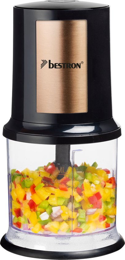 Hachoir Bestron - AKC200CO - Capacité de 500 ml - 2 lames en acier inoxydable - Fonction pulse - Couleur cuivre - Garantie de 5 ans