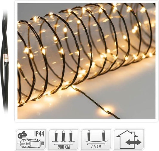 Eclairage Led 120 Led - 9 mètres - Blanc extra chaud - Pour l'intérieur et l'extérieur - Fil souple