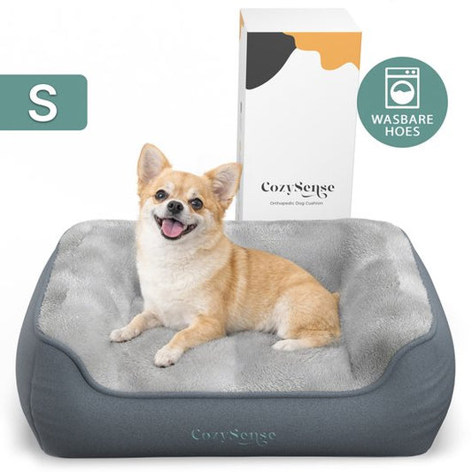 Coussin orthopédique pour chien CozySense® 60 x 42 cm, taille S - Imperméable et lavable - Coussin pour cage et lit pour chien - Tissu Sherpa ultra-doux - Gris et anthracite