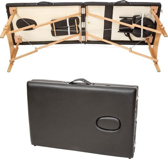 Table de massage mobile - revêtement 5cm - 2 Zones + sac de transport noir