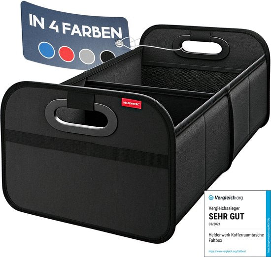 HELDENWERK sac de coffre pliable et stable - sac de rangement de coffre pour un rangement pratique - coffre de voiture pliable, coffre de coffre (noir)
