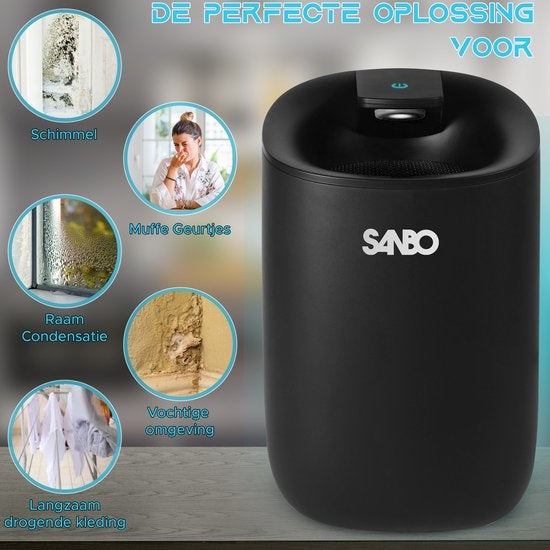 Erikssøn Déshumidificateur - Noir - Extrêmement Silencieux - 600ml/jour - Convient pour la Maison / Chambre à Coucher & Salle de Bain