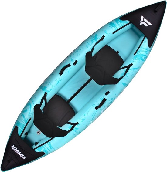 VirtuFit Kayak 335 - Turquoise - Avec sièges de kayak et sac de transport - Convient pour deux ou trois personnes - Durable et robuste - Kayak gonflable - Kayak - Bateau gonflable
