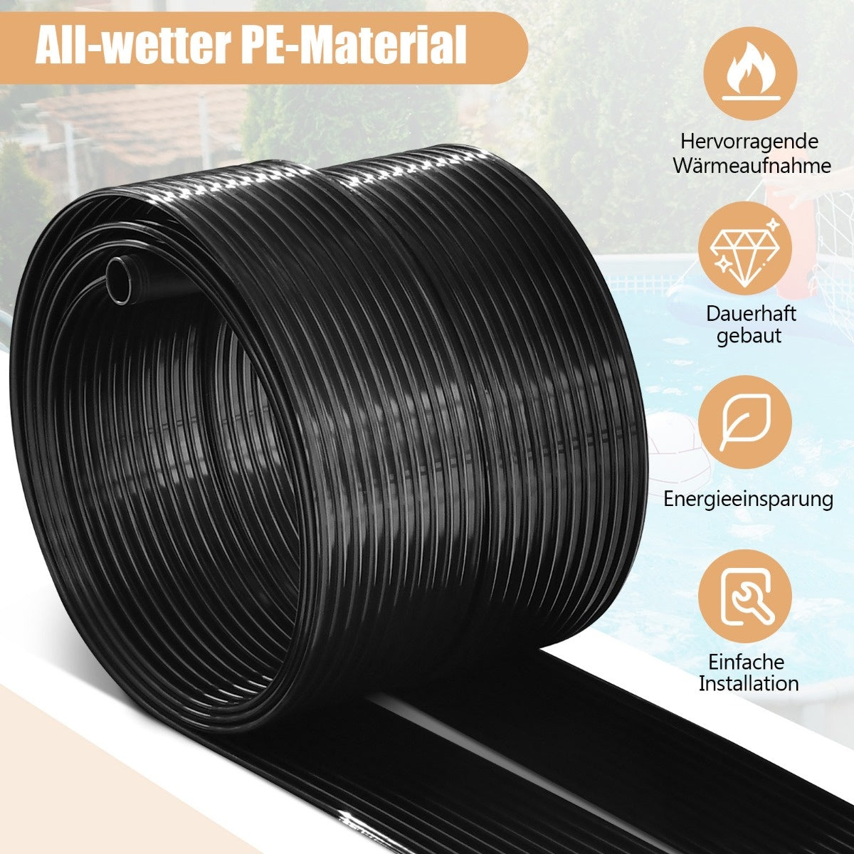 Chauffe-piscine Coast 500 x 75 cm panneaux solaires pour piscines enterrées et hors-sol de 21500 L