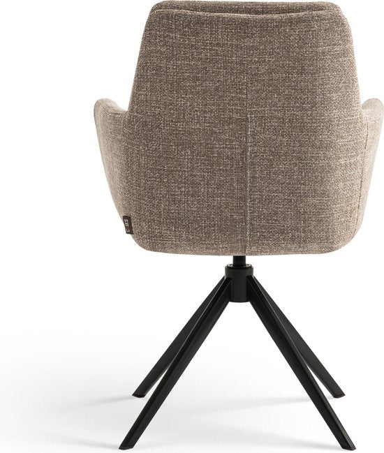 Furnihaus Chaise de salle à manger pivotante Milou avec accoudoir Taupe