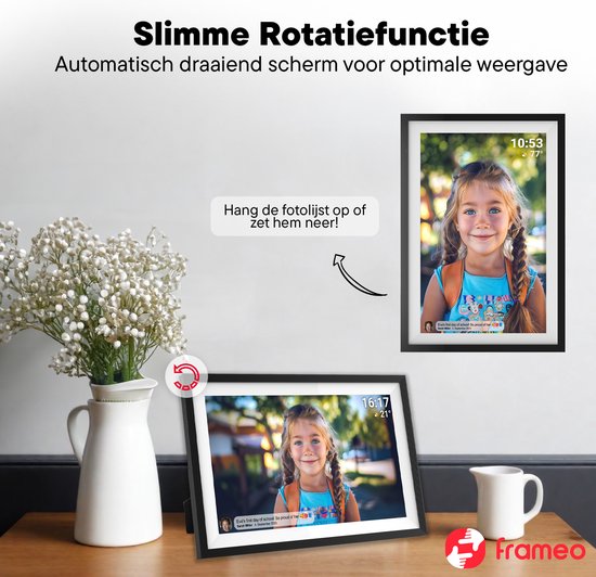 Cadre photo numérique Denver 15,6 pouces - XL - Full HD - Frameo App - Cadre photo - WiFi - 16GB - IPS Touchscreen - PFF1516