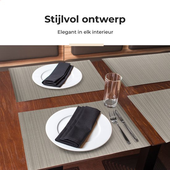 Sets de table Castagnola - Sets de table en plastique - Sous-verre - Sets de table en plastique et PVC - 6 pièces - 45 x 30 cm - Marron