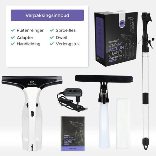 Nettoyeur de vitre électrique avec laveur intégré - Motionflow - Rechargeable