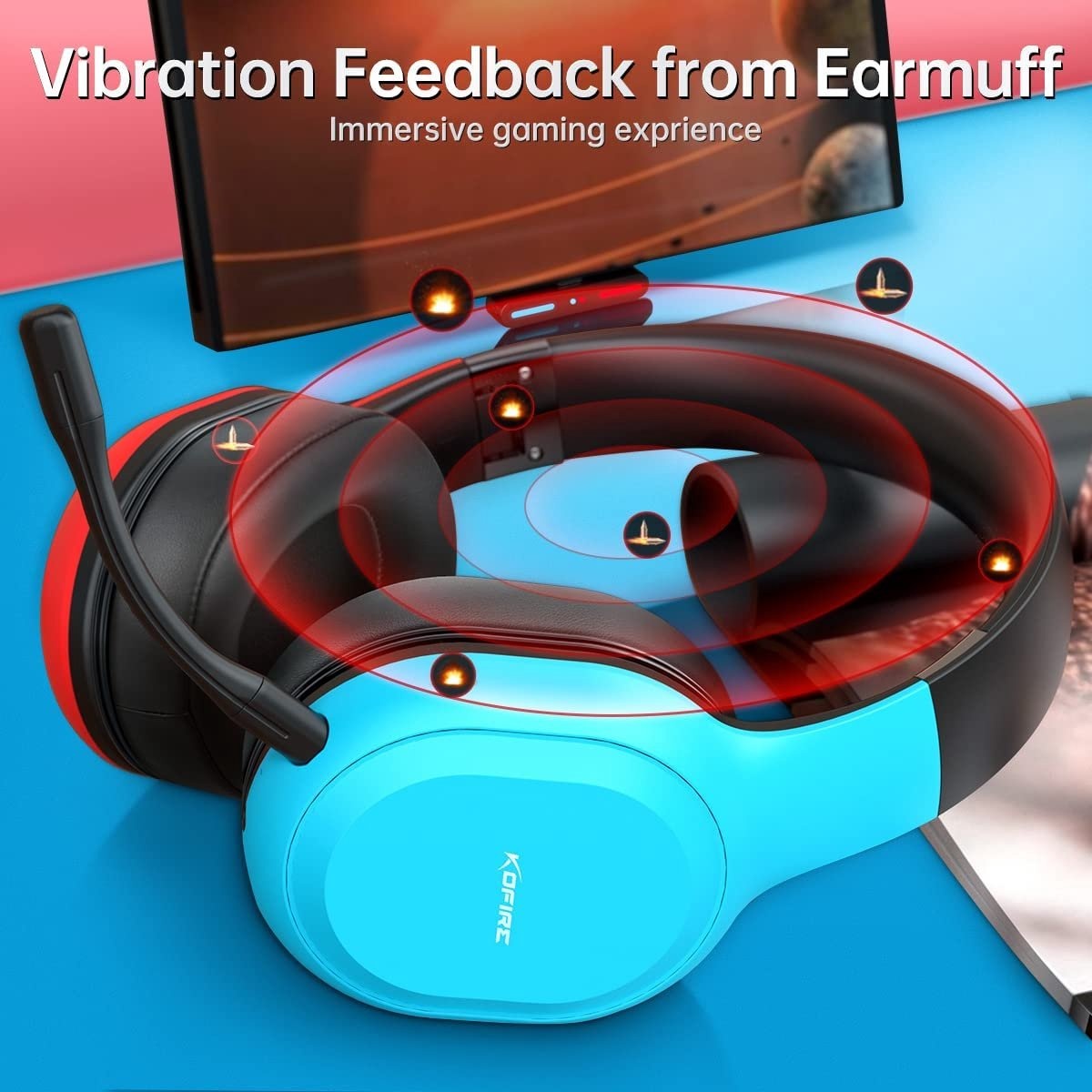Kofire UT-01 2.4GHz Draadloze Gaming Headset - Over ear koptelefoon - met microfoon - Geschikt voor PS4/PS5, Nintendo Switch