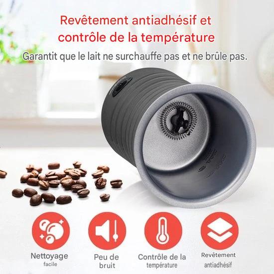 KitchenBrothers Mousseur à lait électrique - 4 en 1 - 240 ML - Mousseur à lait pratique - Anthracite