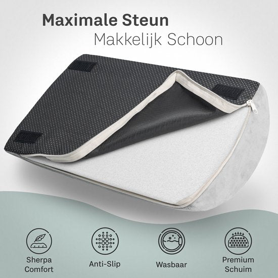 CozySense® Footrest Desk - Tabouret ergonomique à 2 hauteurs - Antidérapant et housse Sherpa lavable - Repose-pieds pour la maison et le bureau - Gris