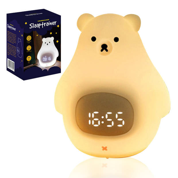 MM Brands Sleep Trainer - Réveil pour enfants - Veilleuse - Heure et température - 7 couleurs de lumière - Ours