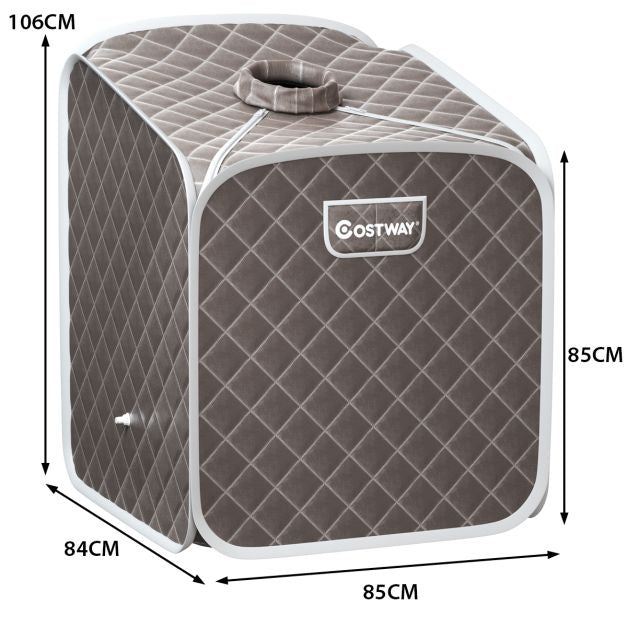 Coast Mini sauna vapeur 2L avec 9 niveaux de température - Sauna domestique - Cabine de chaleur - 85 × 84 × 106 cm - Gris - Noir - Marron