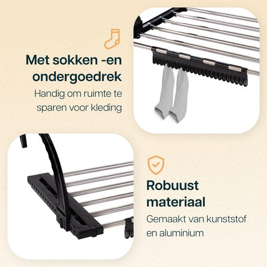 Duna Portoir de séchage suspendu - extensible à 5,4 m de longueur de séchage - Portoir à linge - Portoir de séchage suspendu - Porte - Balcon - Radiateur - Avec porte-chaussettes