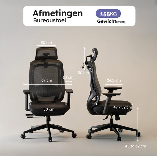 Roveo Ergonomic Office Chair - Chaise de jeu de bureau - Chaise de jeu pour adultes - Chaise de jeu - Noir