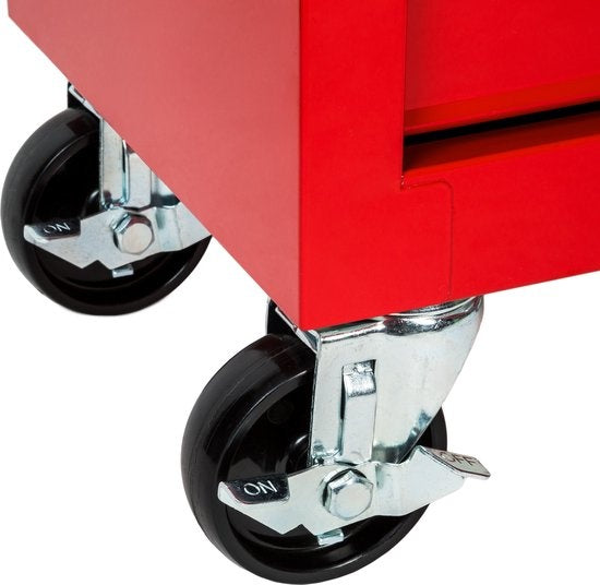 tectake® - Chariot à outils avec 7 tiroirs - chariot d'atelier, atelier mobile, chariot à outils vide, boîte à outils, 7 tiroirs, 69 x 33 x 79 cm, roues avec frein, incl. 2 clés - rouge