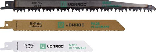 VONROC Lames de scie à guichet - 3 pièces - pour bois et métal - Made in Germany