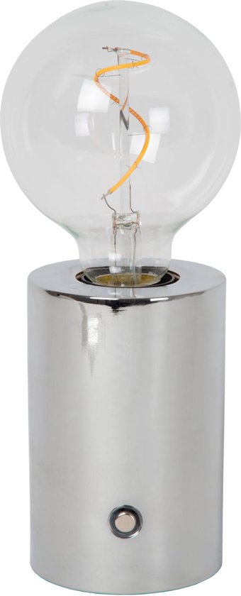 Lucide VIVO - Lampe de table rechargeable - Batterie - Ø 8 cm - LED à intensité variable - E27 - 1x1 W 2700 K - Chrome