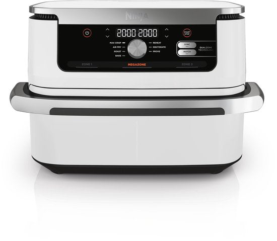 Ninja Foodi FlexDrawer Mega Double friteuse à air chaud XXL - 10,4 litres - Deux compartiments de cuisson ou une MegaZone - Friteuse à air chaud - Blanc - AF500EUWH
