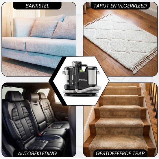 Powell Carpet Cleaner - Stain Cleaner - Sofa Cleaner - Carpet Vacuum Cleaner - Cleaning Machine - Carpet Cleaner - Black
