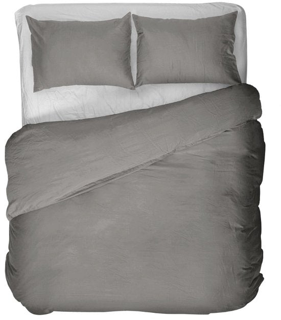 Kayori Kayori Puro Housse de couette en percale - 240 x 200-220 + 2 taies d'oreiller - Lits jumeaux - Qualité hôtelière - Gris chaud