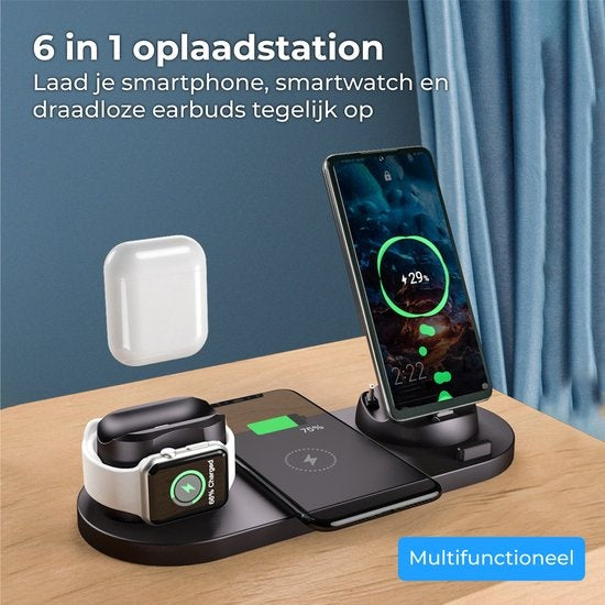 Nuvance - Chargeur sans fil 6 en 1 - Convient à tous les appareils Qi - Chargeur sans fil - Chargeurs sans fil