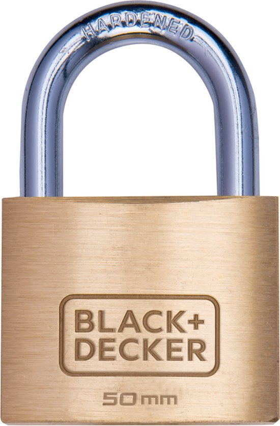 BLACK+DECKER Cadenas avec clé - 50mm - 3 clés incluses - Serrure en laiton massif