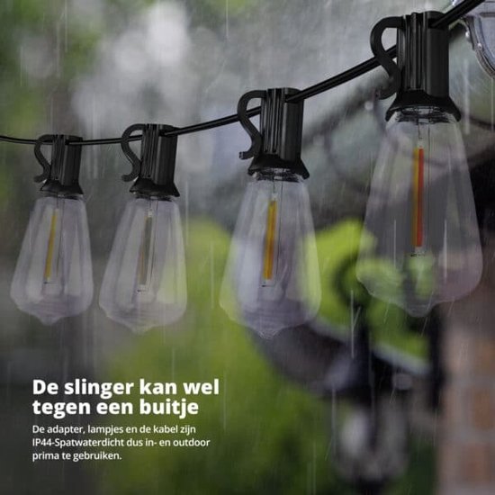 FlinQ Smart Light String Premium - Guirlande lumineuse LED pour l'extérieur - Eclairage de jardin - Cordon de 15 mètres - Guirlande avec lumières RGB - Atmosphere Lights / Partylights - Party Lights