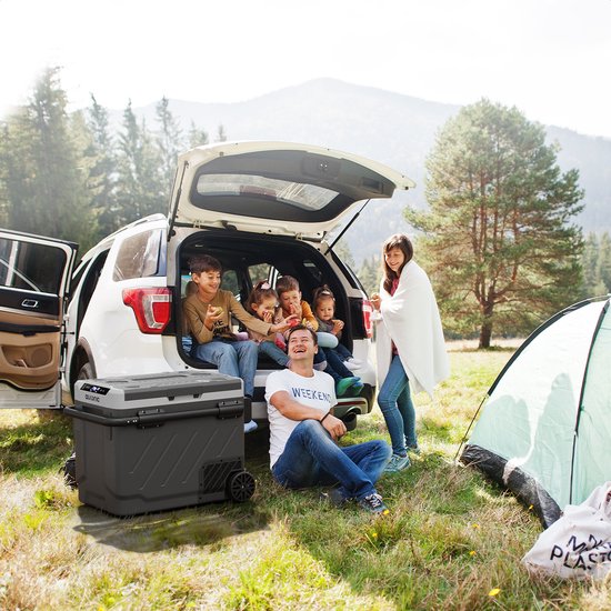 Auronic Electric Cool Box - avec compresseur - congélation et réfrigération - capacité 58L - gris - 69,2 x 45,3 x 58 cm