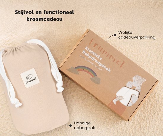 Frummel Baby Sling Beige - Écharpe de portage - Porte-bébé - Écharpe tissée - Bébé 0-36 mois - Nouveau-né