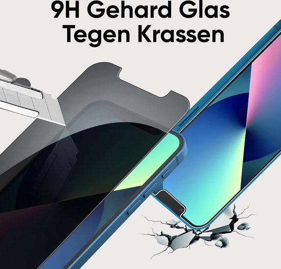 Podec 2x Privacy Screen Protector and 2x Camera Lens Protector for iPhone 13 - Toughened Protective Glass - Transparent and Scratch Resistant - Tempered Glass Screen Cover