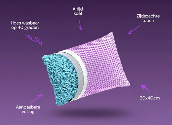 Oreiller Kameo® Flex | Oreiller adaptable pour les douleurs cervicales | Avec technologie de refroidissement FlexGrid | 60 x 40 cm | Lavable | Oreiller pour les personnes dormant sur le côté ou sur le dos | Oreiller en mousse à mémoire de forme | Oreiller