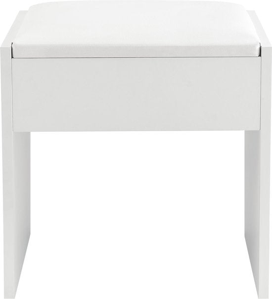 Tabouret de coiffeuse en bois / Tabouret Melly - Blanc - 40 x 30 x 43 cm
